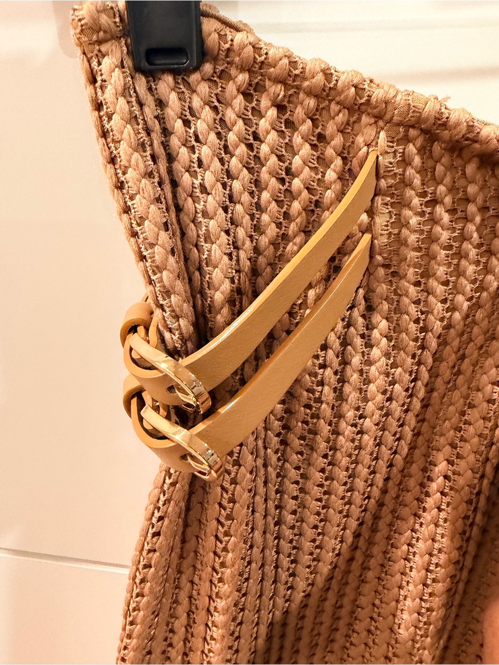 JLUXLABEL Textured Mystique Faux Leather Trim Midi Skirt Tan M NWT - Picture 11 of 16